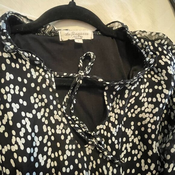 LA RAGAZZE silk blend long sleeves dress W. SIZE L.Black/white print. ITALY - Picture 4 of 12